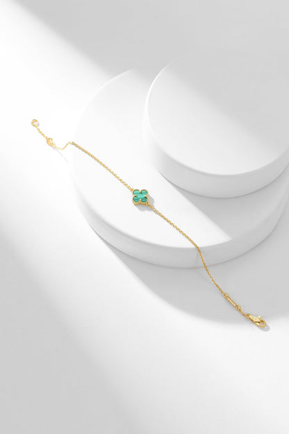 [Okajuri Jewelry]CLOVER BRACELET MALACHITE 1 MOTIF