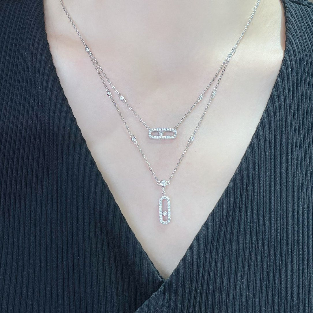 [Okajuri Jewelry]MOVE 2 ROW DIAMOND NECKLACE