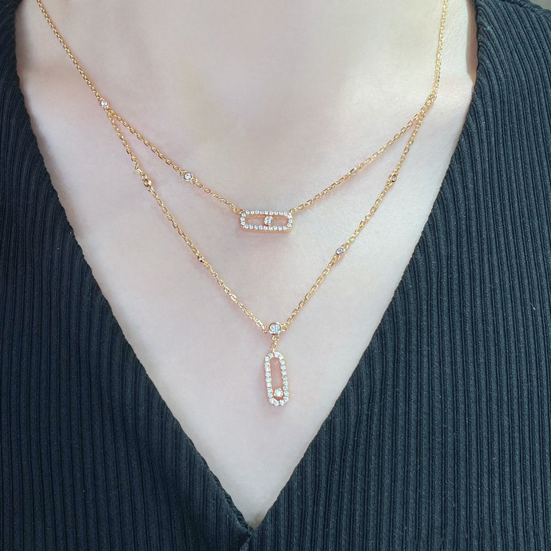 [Okajuri Jewelry]MOVE 2 ROW DIAMOND NECKLACE