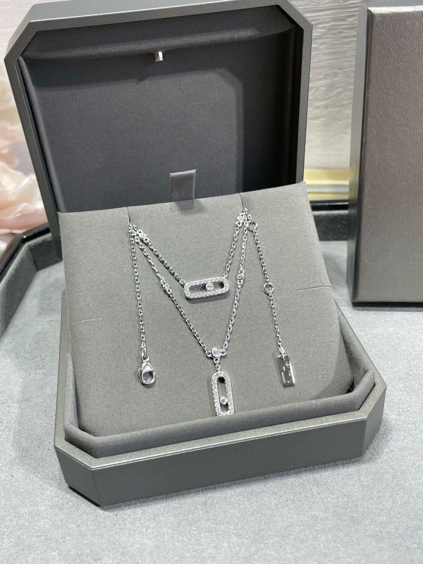 [Okajuri Jewelry]MOVE 2 ROW DIAMOND NECKLACE