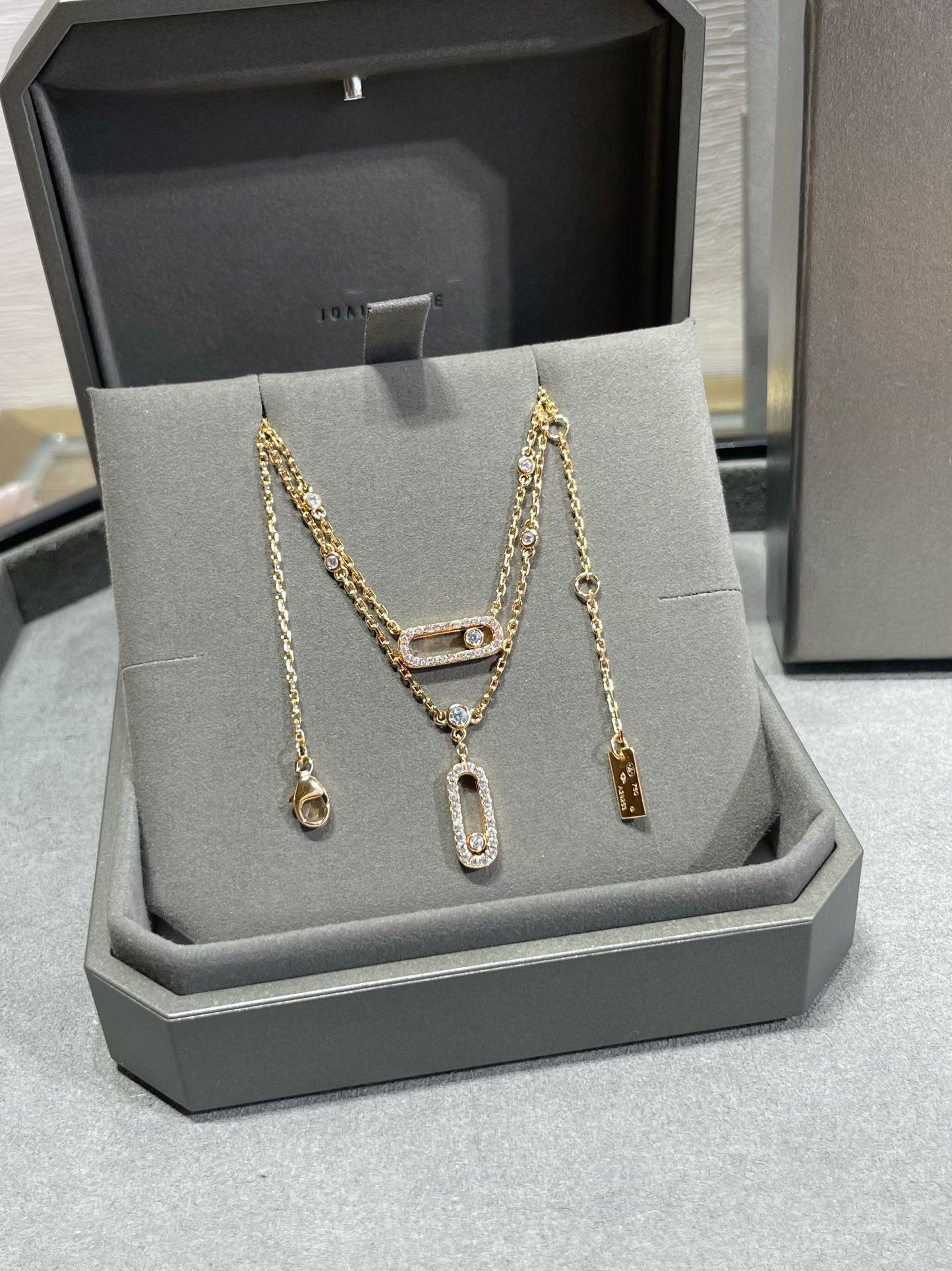 [Okajuri Jewelry]MOVE 2 ROW DIAMOND NECKLACE