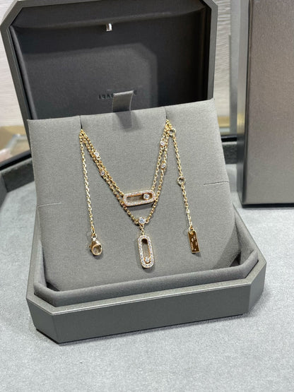 [Okajuri Jewelry]MOVE 2 ROW DIAMOND NECKLACE
