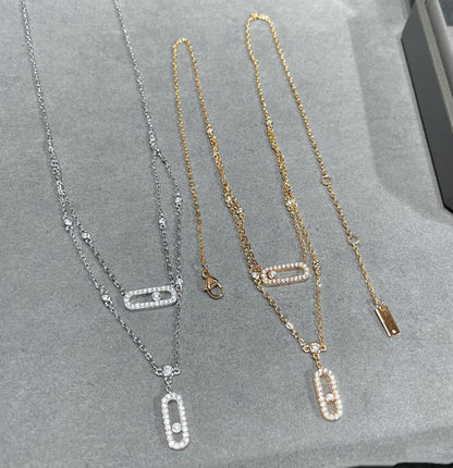 [Okajuri Jewelry]MOVE 2 ROW DIAMOND NECKLACE
