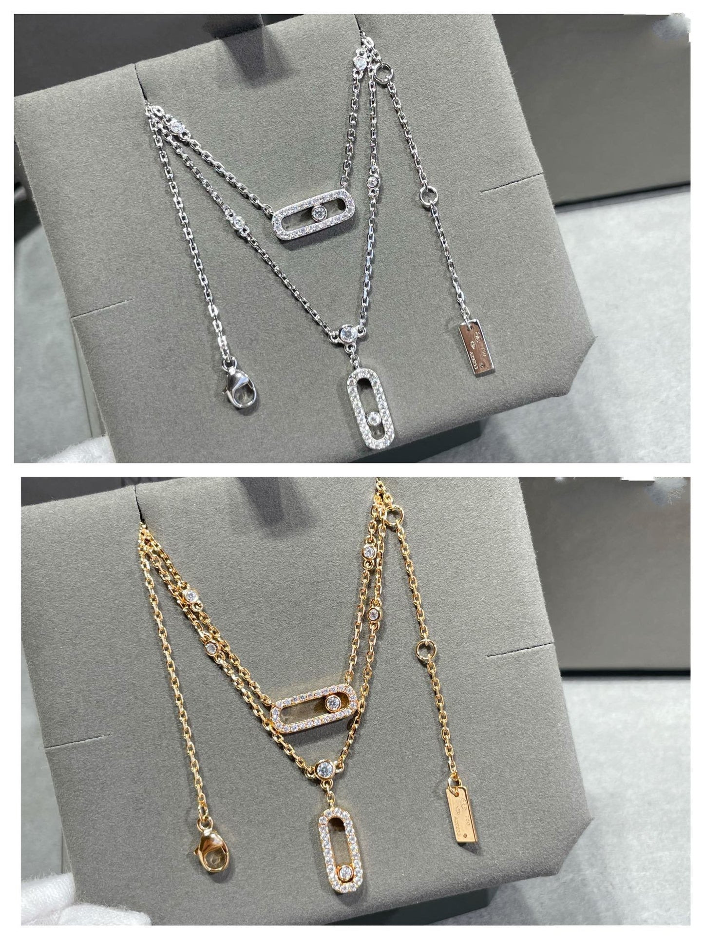 [Okajuri Jewelry]MOVE 2 ROW DIAMOND NECKLACE