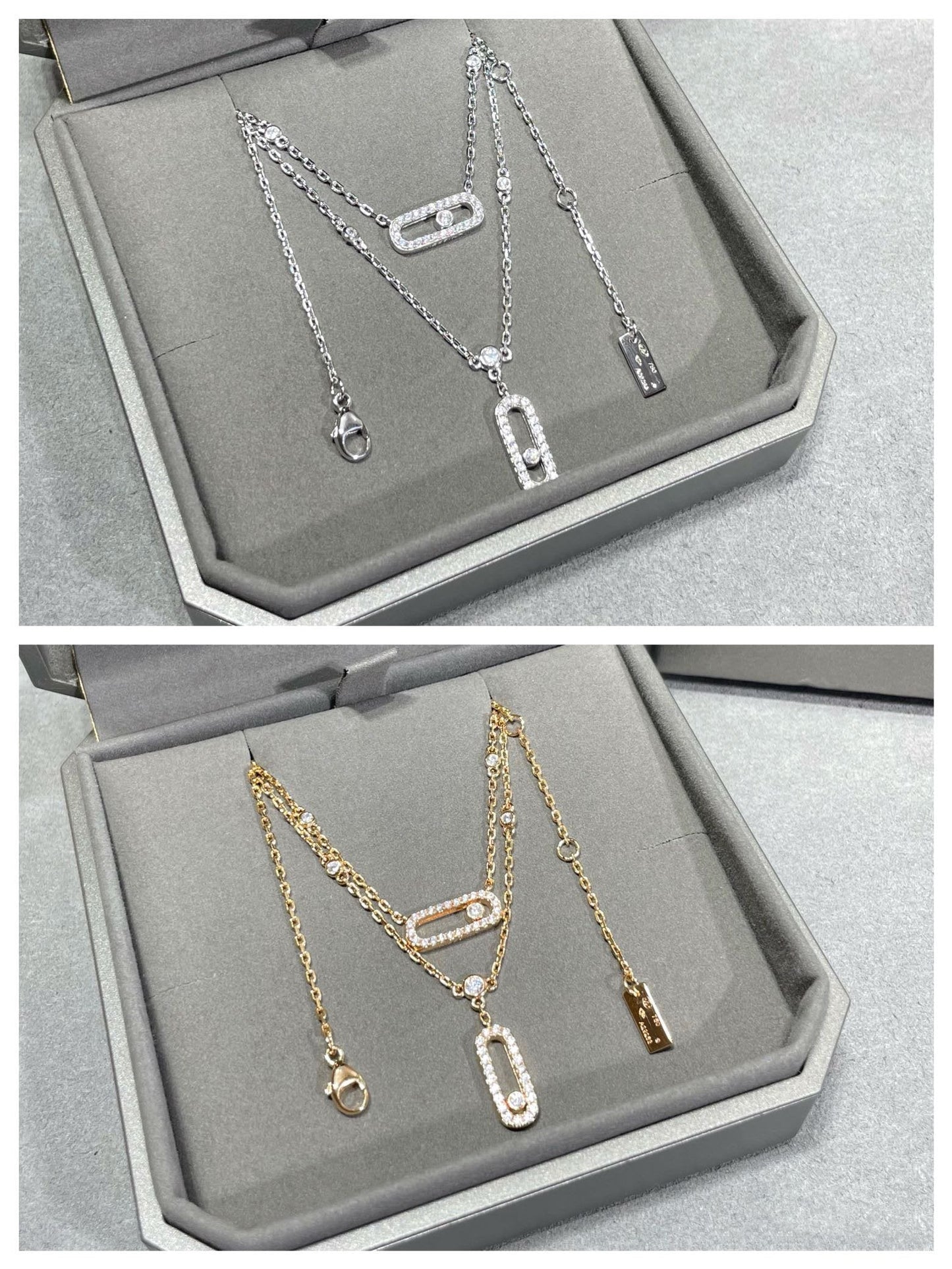 [Okajuri Jewelry]MOVE 2 ROW DIAMOND NECKLACE