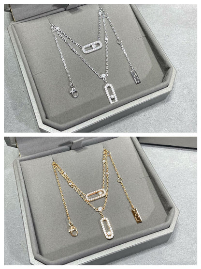 [Okajuri Jewelry]MOVE 2 ROW DIAMOND NECKLACE