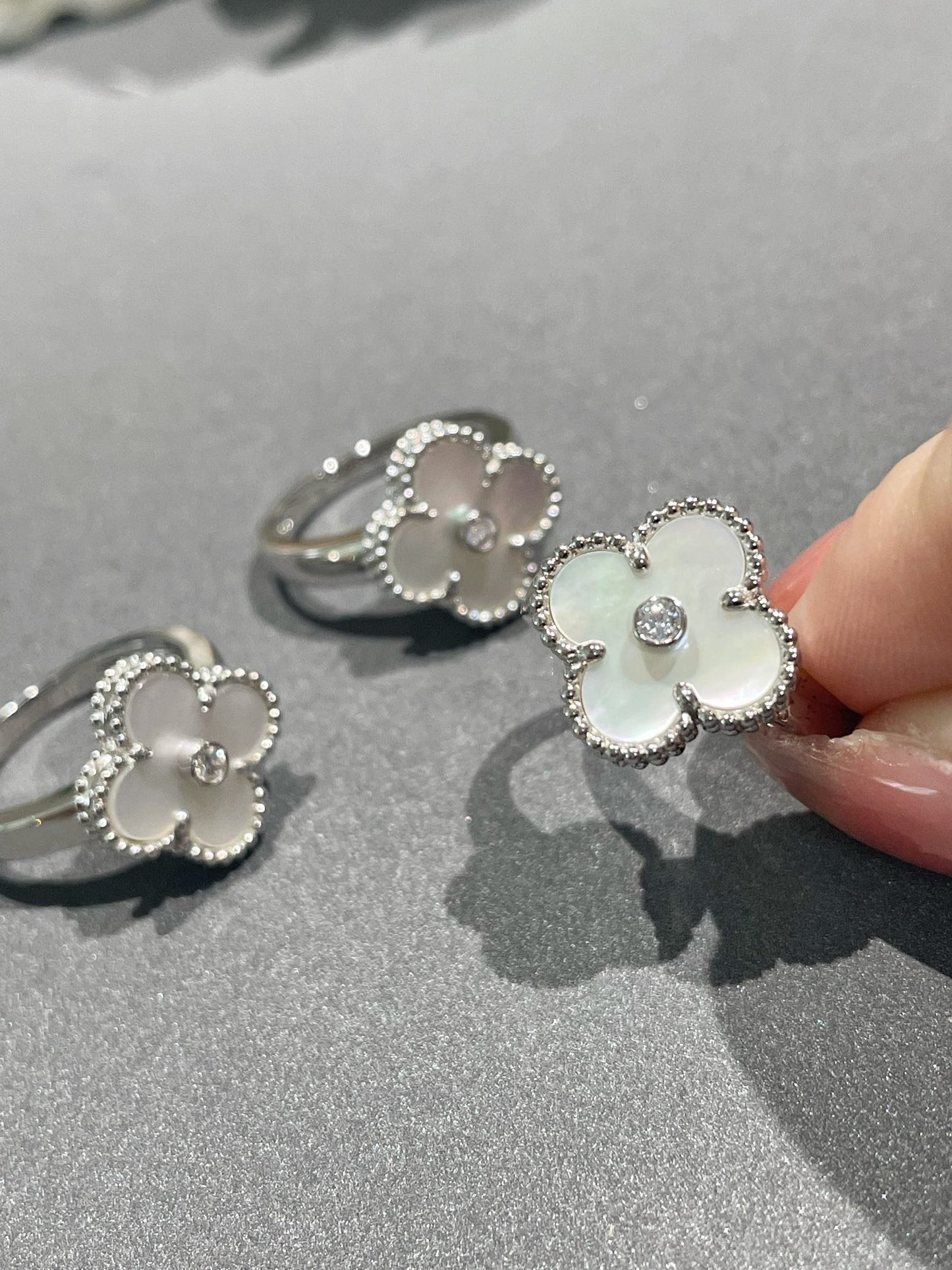 [Okajuri Jewelry]CLOVER SILVER MOP DIAMOND RING