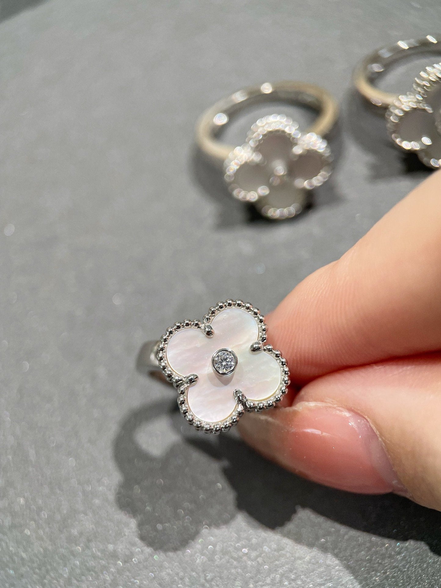 [Okajuri Jewelry]CLOVER SILVER MOP DIAMOND RING