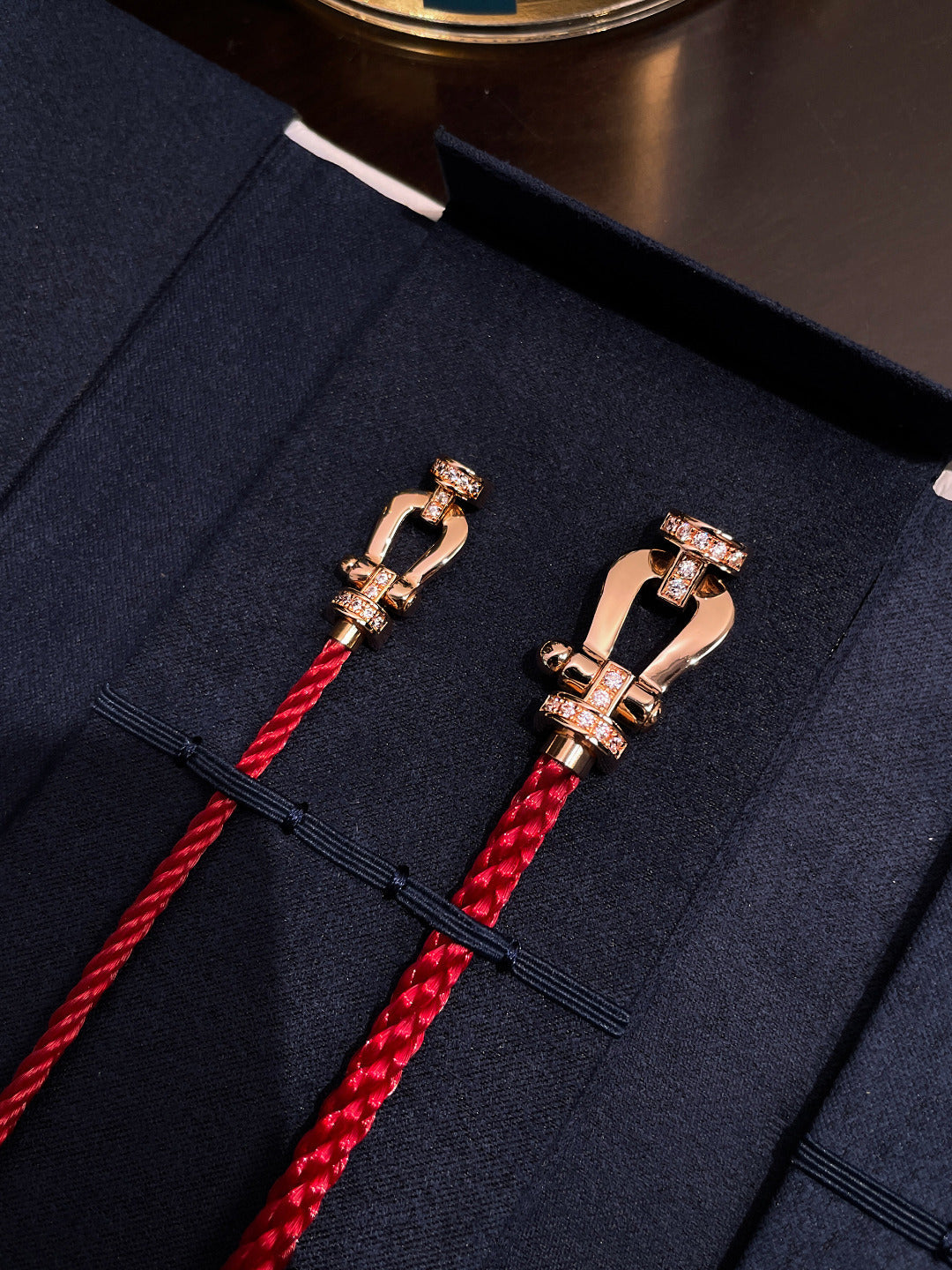 [Okajuri Jewelry]FORCE 10 HALF DIAMOND PINK GOLD RED CORDERI LARGE AND MEDIUM MODEL