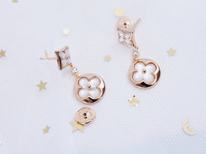 [Okajuri Jewelry]STAR AND SUN PINK GOLD MOP DROP EARRINGS