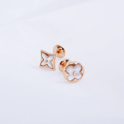 [Okajuri Jewelry]STAR AND SUN PINK GOLD MOP STUD EARRINGS