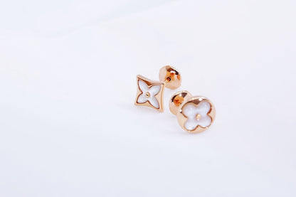 [Okajuri Jewelry]STAR AND SUN PINK GOLD MOP STUD EARRINGS