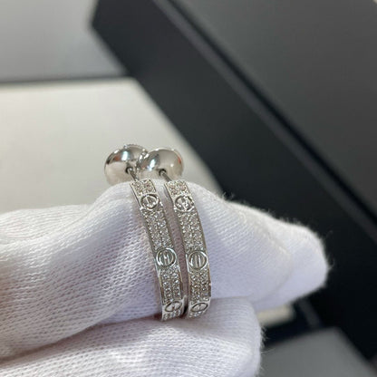 [Okajuri Jewelry]LOVE DIAMOND SILVER HOOP EARRINGS