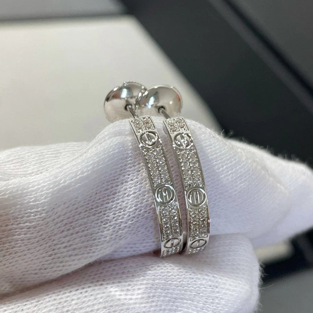 [Okajuri Jewelry] LOVE EARRINGS 3.6MM DIAMOND PAVED