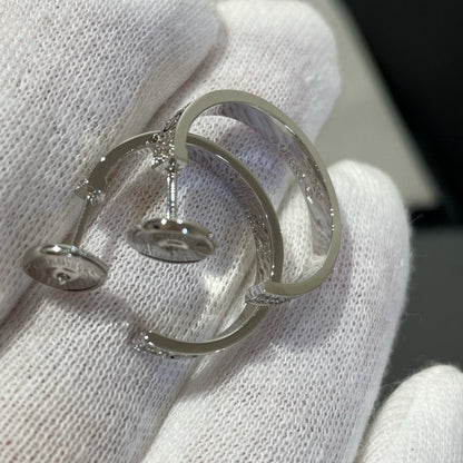 [Okajuri Jewelry]LOVE DIAMOND SILVER HOOP EARRINGS