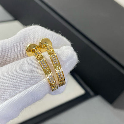 [Okajuri Jewelry]LOVE DIAMOND GOLD HOOP EARRINGS