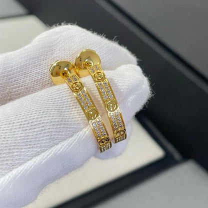 [Okajuri Jewelry] LOVE EARRINGS 3.6MM DIAMOND PAVED