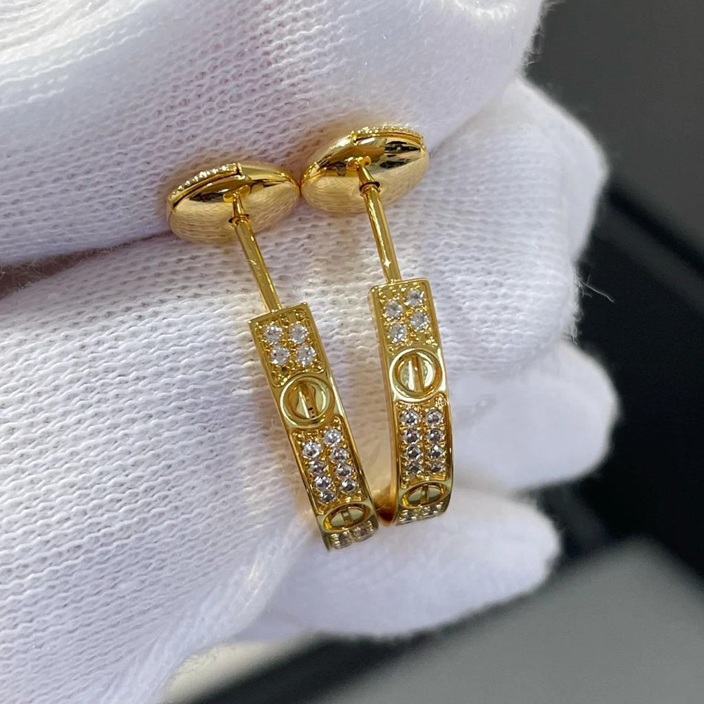 [Okajuri Jewelry] LOVE EARRINGS 3.6MM DIAMOND PAVED