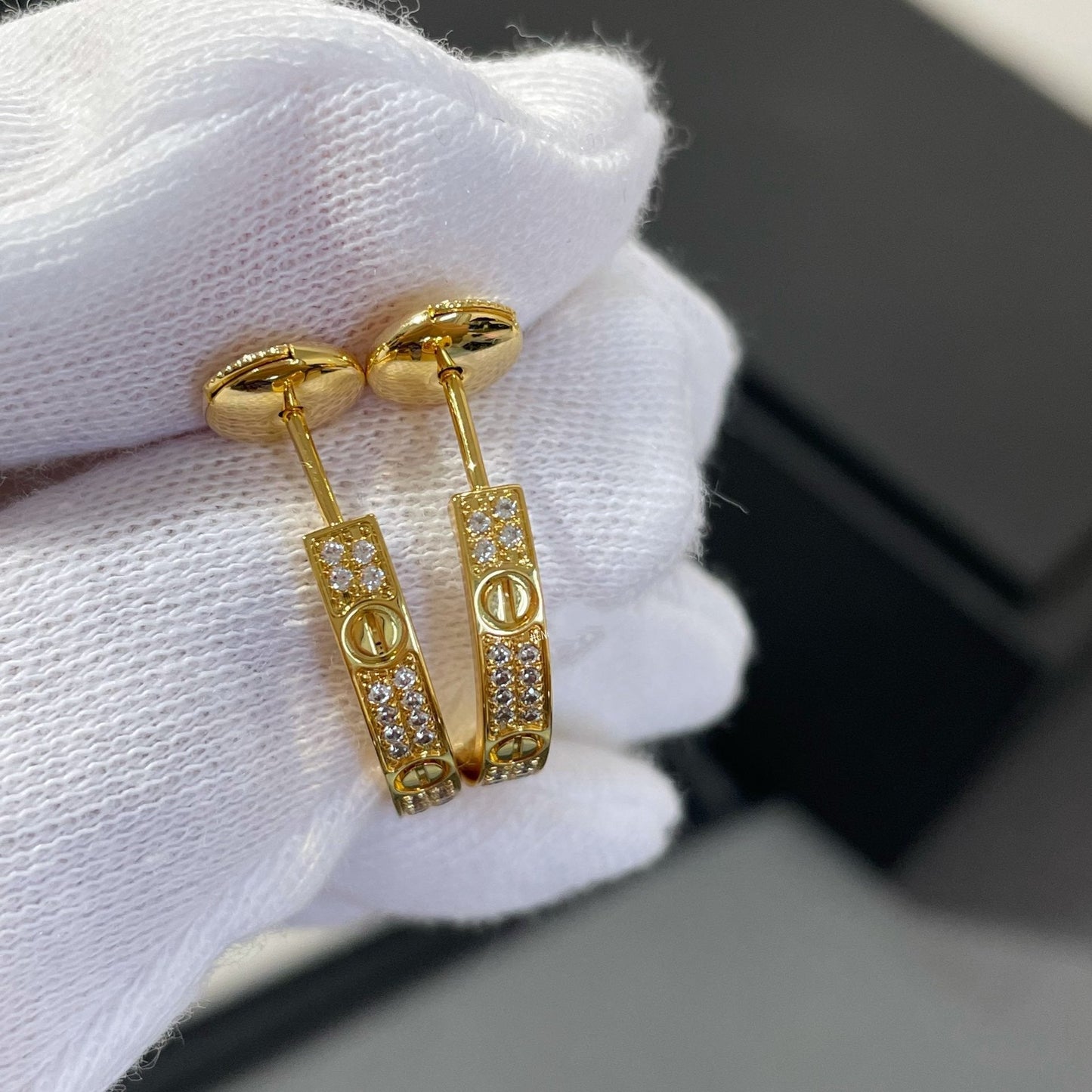 [Okajuri Jewelry]LOVE DIAMOND GOLD HOOP EARRINGS