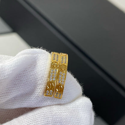 [Okajuri Jewelry]LOVE DIAMOND GOLD HOOP EARRINGS