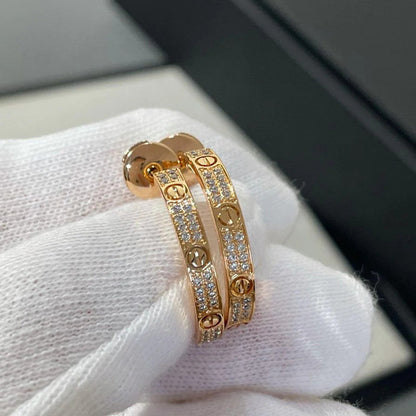 [Okajuri Jewelry] LOVE EARRINGS 3.6MM DIAMOND PAVED