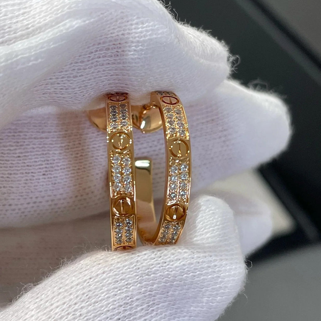 [Okajuri Jewelry] LOVE EARRINGS 3.6MM DIAMOND PAVED