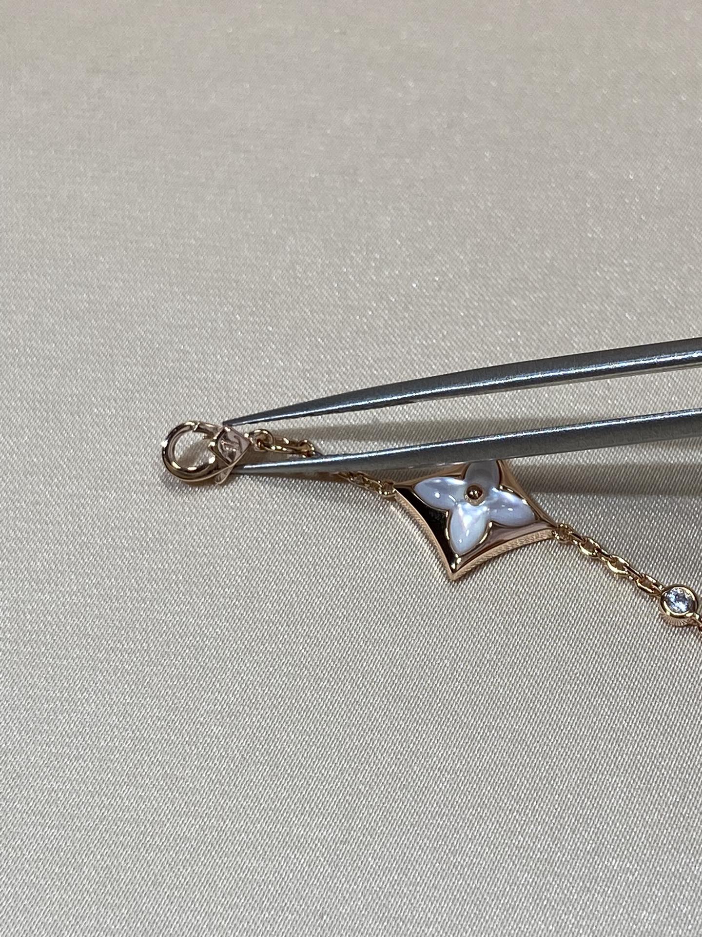 [Okajuri Jewelry]STAR 4 MOTIF MOP DIAMOND PINK GOLD BRACELET