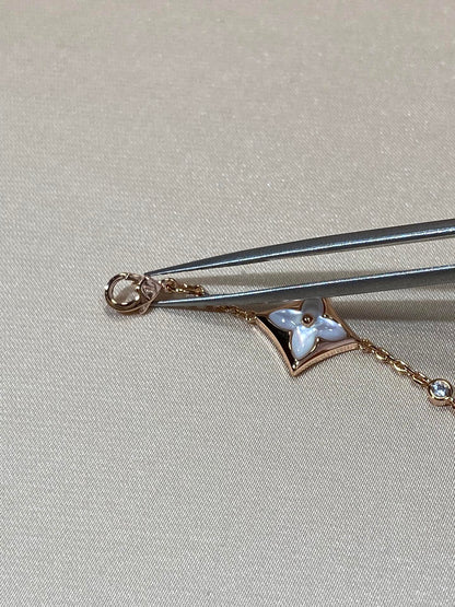 [Okajuri Jewelry]STAR 4 MOTIF MOP DIAMOND PINK GOLD BRACELET