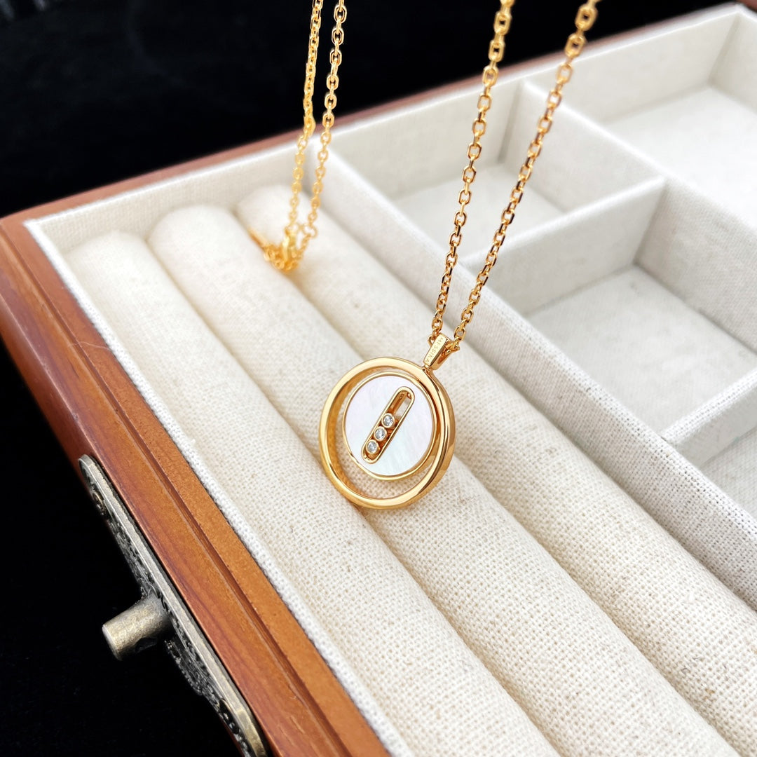 [Okajuri Jewelry]LUCKY MOVE MOP PINK GOLD NECKLACE