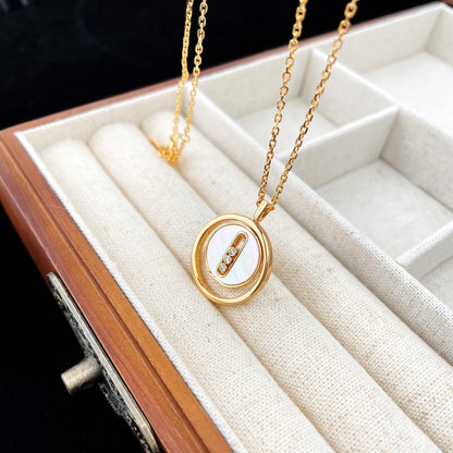 [Okajuri Jewelry]LUCKY MOVE MOP PINK GOLD NECKLACE