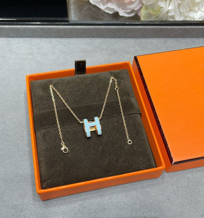 [Okajuri Jewelry]POP H SKY BLUE NECKLACE