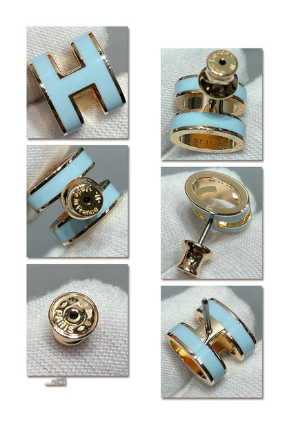 [Okajuri Jewelry]POP H SKY BLUE STUD EARRINGS