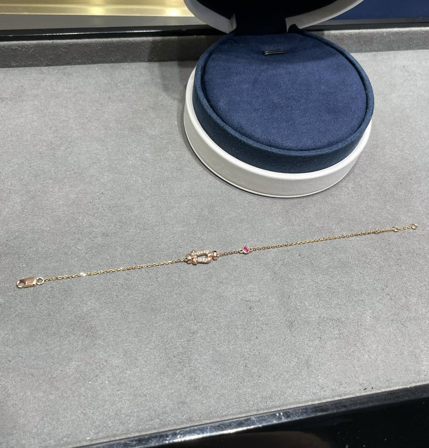 [Okajuri Jewelry]FORCE 10 DIAMOND CHAIN LINK PINK GOLD BRACELET