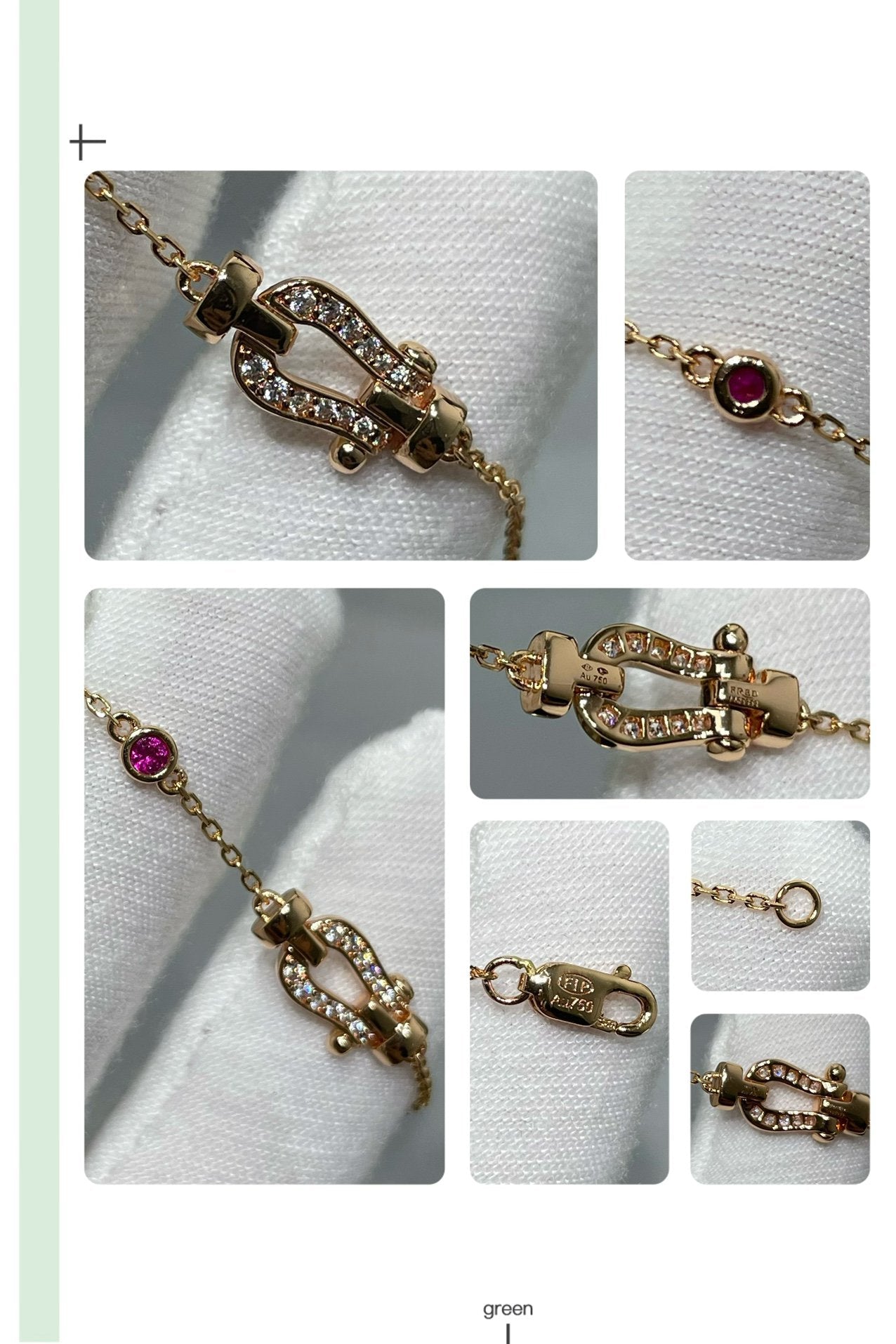 [Okajuri Jewelry]FORCE 10 DIAMOND CHAIN LINK PINK GOLD BRACELET