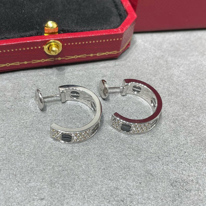[Okajuri Jewelry] LOVE CERAMIC DIAMOND PAVED SILVER EARRINGS