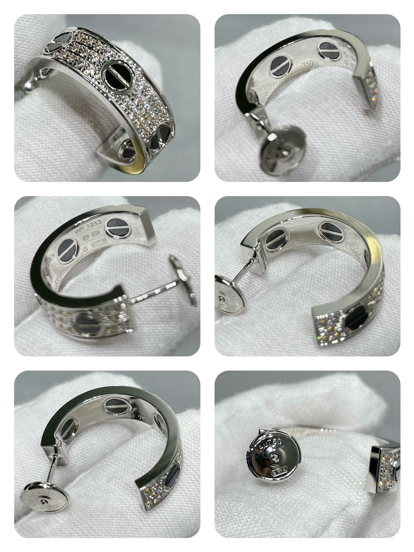 [Okajuri Jewelry] LOVE CERAMIC DIAMOND PAVED SILVER EARRINGS