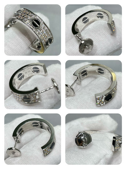 [Okajuri Jewelry] LOVE CERAMIC DIAMOND PAVED SILVER EARRINGS