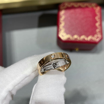 [Okajuri Jewelry] LOVE PINK GOLD SILVER DIAMOND DOUBLE RING