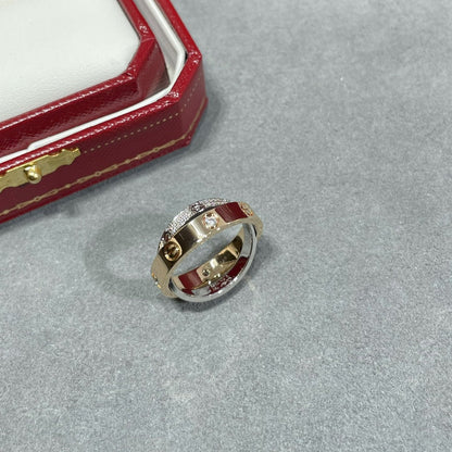 [Okajuri Jewelry] LOVE PINK GOLD SILVER DIAMOND DOUBLE RING
