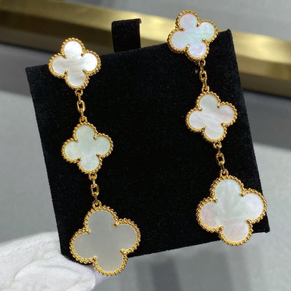 [Okajuri Jewelry]CLOVER MOP 3 MOTIFS GOLD EARRINGS
