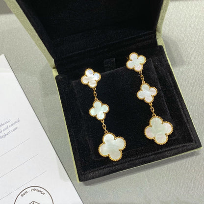 [Okajuri Jewelry]CLOVER MOP 3 MOTIFS GOLD EARRINGS