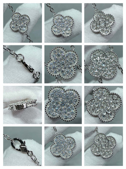 [Okajuri Jewelry]CLOVER 6 MOTIF DIAMOND PAVED NECKLACE