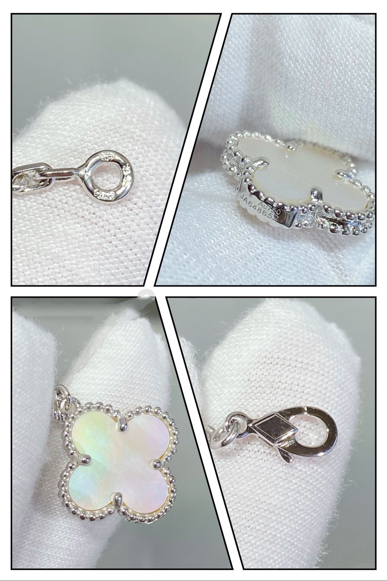 [Okajuri Jewelry]CLOVER 5 MOTIF WHITE MOP SILVER BRACELET