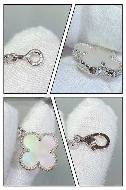 [Okajuri Jewelry]CLOVER 5 MOTIF WHITE MOP SILVER BRACELET