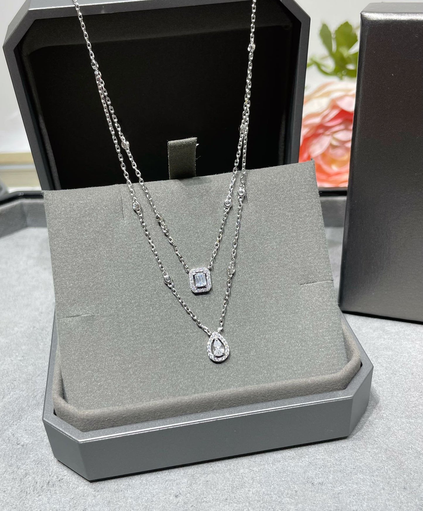[Okajuri Jewelry]MY TWIN 2 ROW DIAMOND NECKLACE