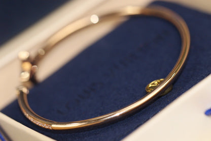 [Okajuri Jewelry]IDYLLE PINK GOLD OPEN BRACELET DIAMOND PAVED