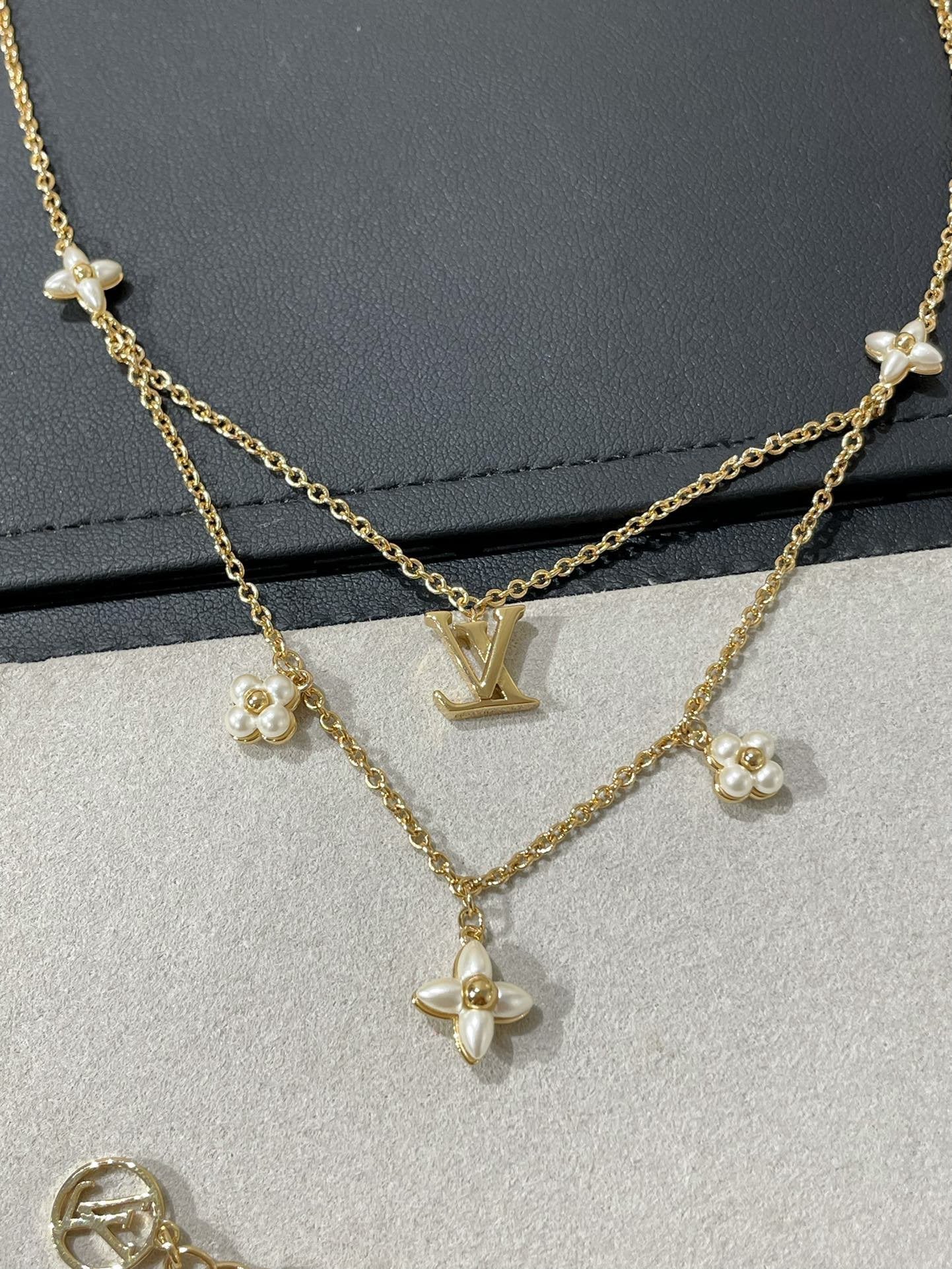 [Okajuri Jewelry]FLOWERGRAM GOLD MOP DOUBLE ROW NECKLACE