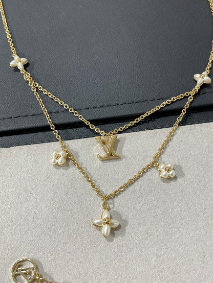 [Okajuri Jewelry]FLOWERGRAM GOLD MOP DOUBLE ROW NECKLACE