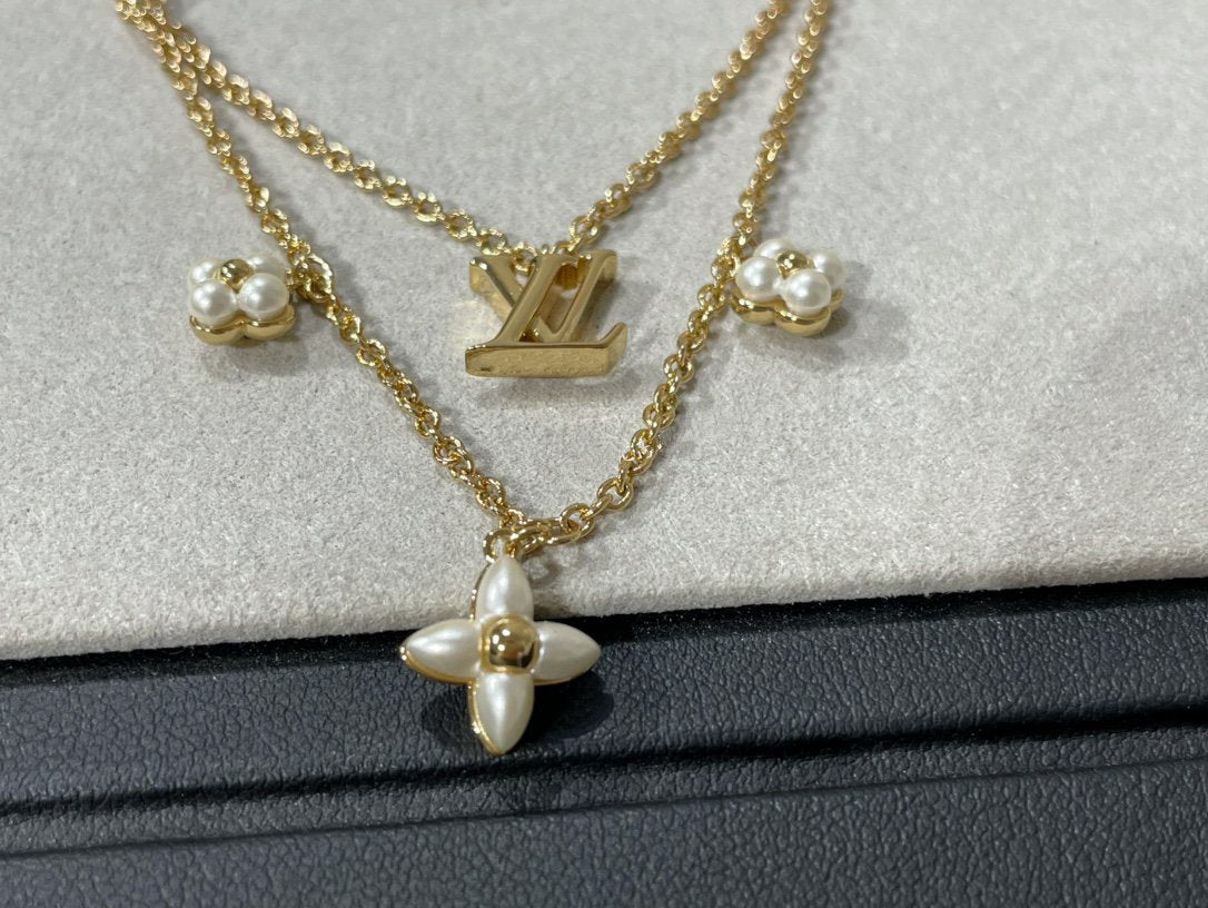 [Okajuri Jewelry]FLOWERGRAM GOLD MOP DOUBLE ROW NECKLACE
