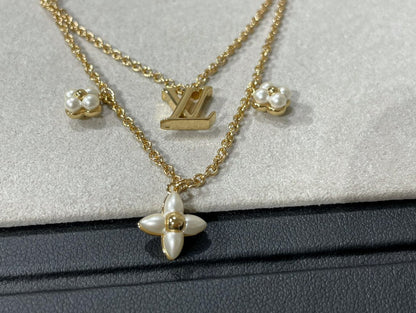 [Okajuri Jewelry]FLOWERGRAM GOLD MOP DOUBLE ROW NECKLACE